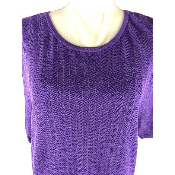 Talbot's Women's Short Sleeve Open Weave Sweater Size Medium Purple Silk blend - Picture 2 of 7